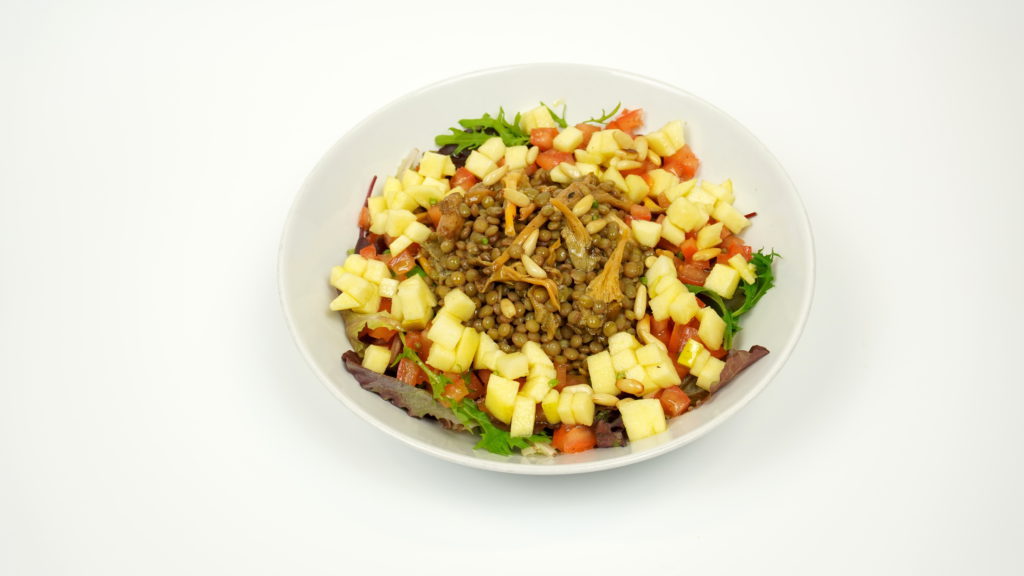 Mushroom and lentil salad